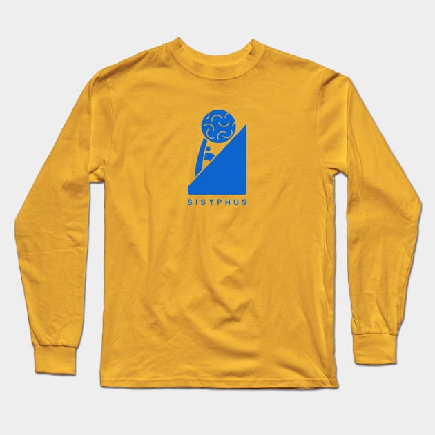 Sisyphus,Minimalist design for ancient Greek mythology fans in blue ink Long Sleeve T-Shirt by croquis design